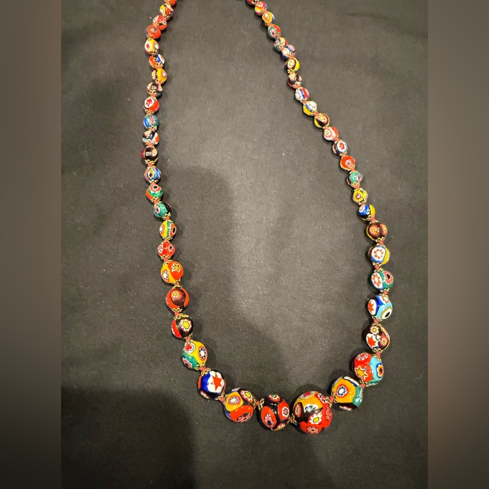 Vintage ERCOLE MORETTI Murano Glass Graduated Bead Millefiori Stunning Necklace - Picture 4 of 16
